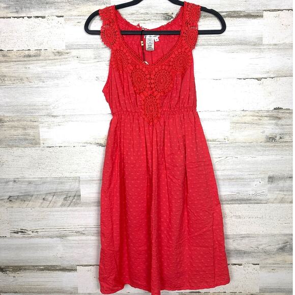 Sophie Max Women’s Medium Dark Pink Dot Cotton Boho Lightweight Mini Dress NEW - Picture 1 of 4